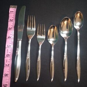 Oneida Kenwood Stainless Flatware USA Forever Rose Pattern 6 Piece Set